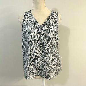 Nine West Top Sleeveless V-Neck Shirts Blouse Black White
